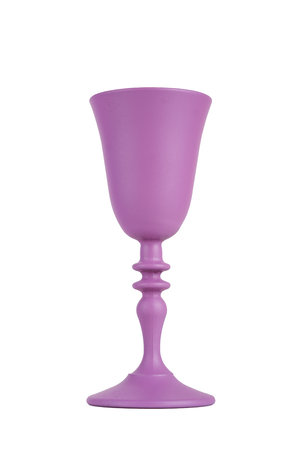 One violet painted glass isolated on whiteの写真素材