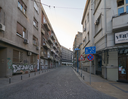 Belgrade, Serbia - May 03, 2018: In the morning on Carice Milice streetのeditorial素材