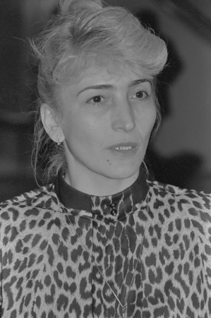 Moscow, USSR - December 21, 1990: Portrait of People's Deputy of the USSR Sazhi Zaindinovna Umalatova at 4th Congress of People's Deputies of the USSRのeditorial素材