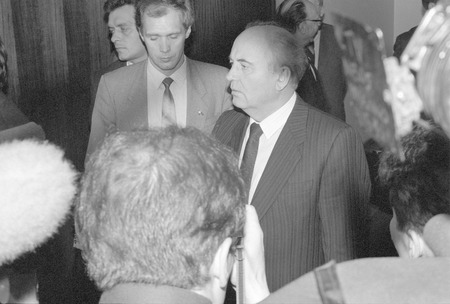 Moscow, USSR - August 23, 1991: President of the USSR Mikhail Sergeevich Gorbachev at extraordinary session of Supreme Soviet of people's deputies of the USSRのeditorial素材