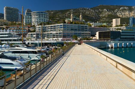 Monaco - April 05, 2019: View of Monaco from pierce.の写真素材