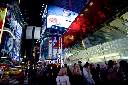 New York, NY - January 22, 2011: Times Square people on line for TKTS Broadway Ticketsのeditorial素材