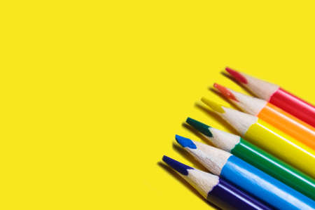 crayons concept closeup of various colors, rainbow color selection, equality or LGBT gay pride flag...