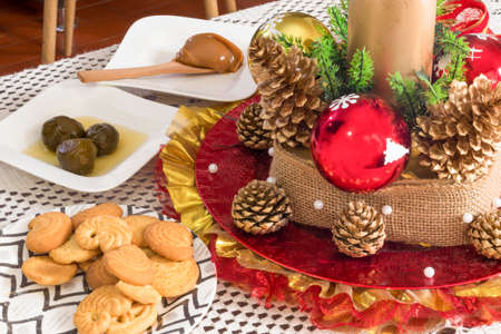 Traditional Christmas dulce de leche from the Valle del Cauca region of Colombia called Dulce de Manjar Blanco packaged in a container of plant origin fruit of the totumo treeの写真素材