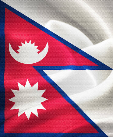 flag of Nepal waving in the wind. Silk texture patternの写真素材
