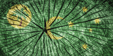 Flag of  Cocos  Islands on cracked wooden textureの写真素材
