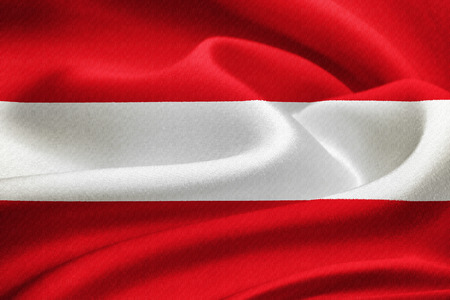 Flag of Austria  waving in the wind. Silk texture patternの写真素材