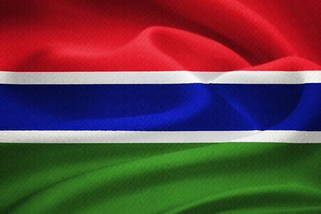 Flag of the Gambia waving in the wind. Silk texture patternの写真素材