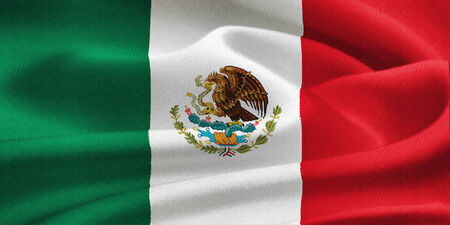 flag of Mexico waving in the wind. Silk texture patternの写真素材