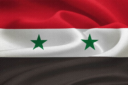 Flag of Syria waving in the wind. Silk texture patternの写真素材