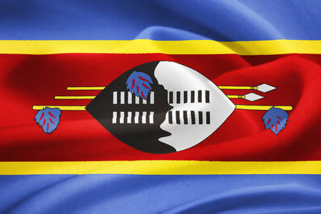 Flag of Swaziland waving in the wind. Silk texture patternの写真素材