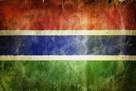 Flag of the Gambia. Old vintage paper texture.の写真素材