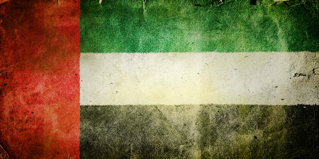 flag of the United Arab Emirates . Old vintage paper texture.の写真素材