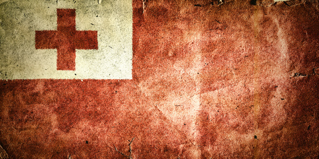 flag of Tonga. Old vintage paper texture.の写真素材