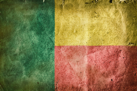flag of Benin.Old vintage paper texture.の写真素材