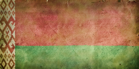 Flag of Belarus. Old vintage paper texture.の写真素材