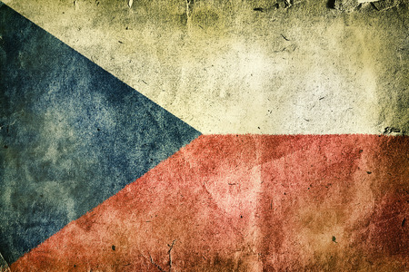 Flag of the Czech Republic. Old vintage paper texture.の写真素材
