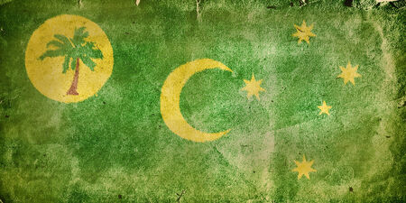 flag of Cocos (Keeling) Islands. Old vintage paper texture.の写真素材