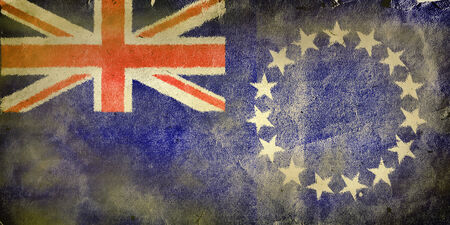 Flag of the Cook Islands. Old vintage paper texture.の写真素材