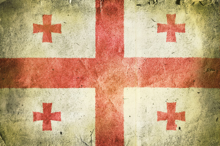 Flag of Georgia. Old vintage paper texture.の写真素材
