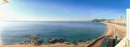 Panoramic view of the seaside of  Lloret de Mar, Costa Brava, Catalonia, Spainの写真素材