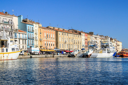 SETE, FRANCE - September 03, 2014: colorful houses in Sete - fascinating small town on the French Mediterranean coast  known as the Venice of Languedoc, south of Franceのeditorial素材
