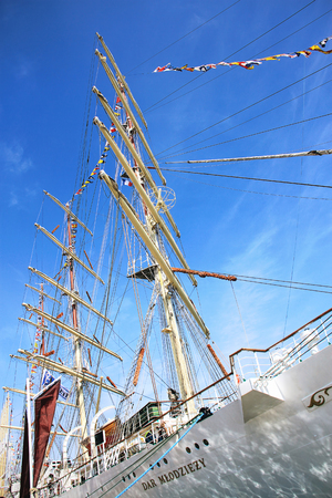 SETE, FRANCE - March 26, 2016:  Dar Mlodziezy - the Polish sail training ship during Stopover in...