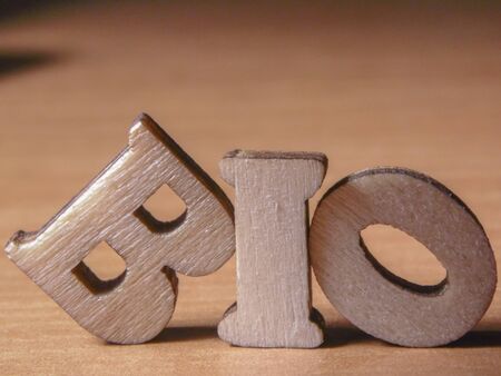 The word bio written with wooden letters backgroundの写真素材