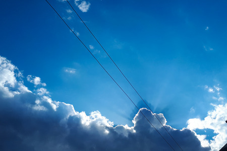 Amazing blue sky with clouds before stormの写真素材