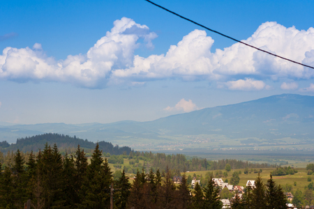 Inspiring Mountains Landscape Panorama, beautiful day in summer Tatras, mountain ridge over blue sky in Zakopane, Polandの写真素材