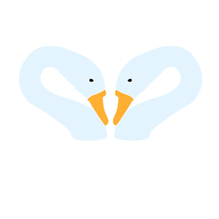 two swans head brand logo concept. Animal vector icon on white backgroundsのイラスト素材