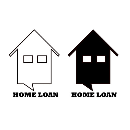 white and black house vector with home loan inscriptionのイラスト素材