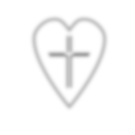 Christian cross icon in the heart inside. Black christian cross sign isolated on light background. Vector illustration.のイラスト素材