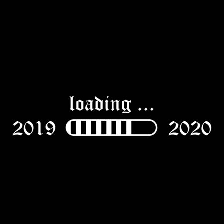 progress bar new year 2020 is coming vector on black background. White loading status bar.のイラスト素材