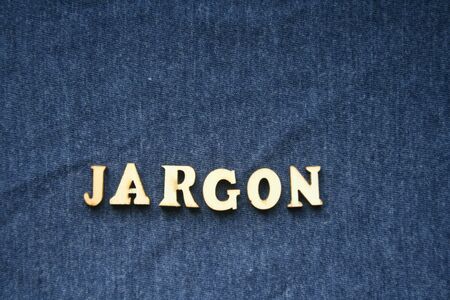 Jargon letter on dark blue background.の写真素材