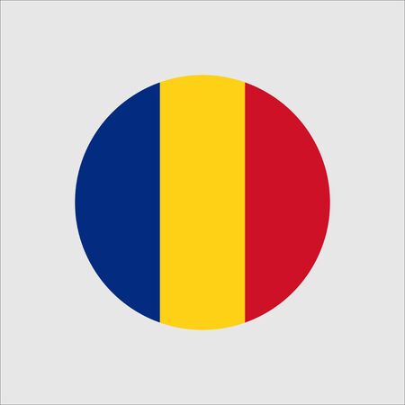 Romania circle button flag. National symbol icon. Vector illustrarion. のイラスト素材