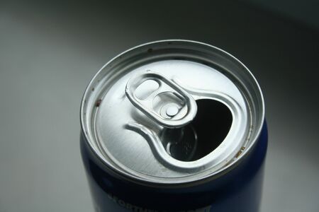 Open grey aluminium can for beer or alcohol concept.の写真素材