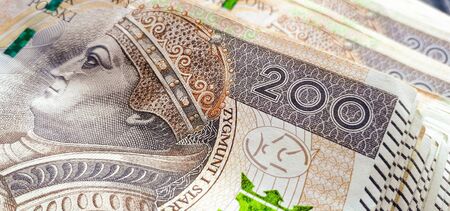 closeup of 200 zloty note. Polish currency.の写真素材