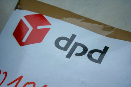 Krakow Poland - April 3, 2020: dpd logo on the packageのeditorial素材