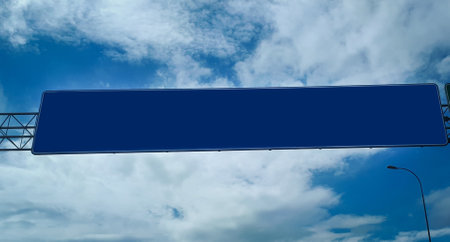 Empty blue road sign for your text or design project. Copy space signの写真素材