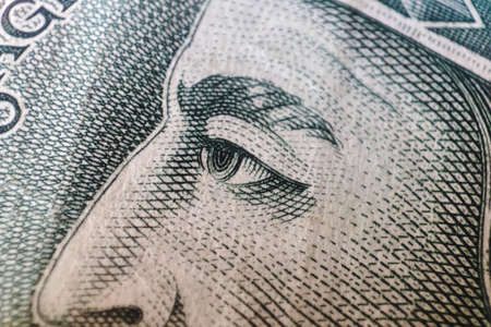 Macro polish zloty currency. Poland banking and economy concept. Upcoming crisis. Savings conceptの写真素材