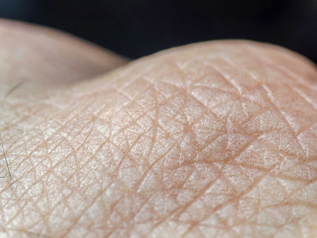 Macro human skin texture. Person skin. Dermatology background, health skin, caucasian color. Medicine patternの写真素材