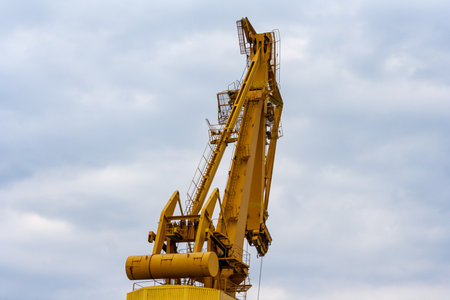 Harbor industry equipment. port crane. Loading or unloading concept. transportation, shipping port