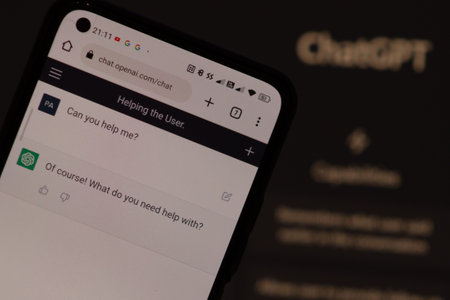 Warsaw Poland - February 24, 2023: screen of ChatGPT, AI or artificial intelligence chatbot developed by OpenAI.のeditorial素材