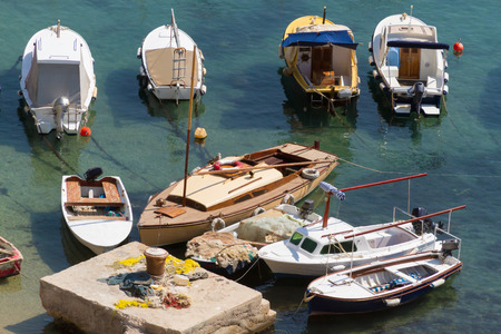 Fishing boats and netsの写真素材