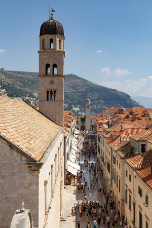 Aerial view of crowded village street in Dubrovnik, Croatiaのeditorial素材