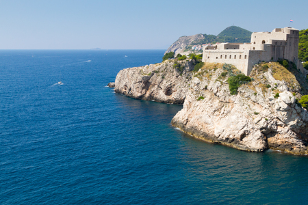 Walled fortress of Dubrovnik and coastlineのeditorial素材
