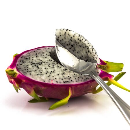 Dragon fruit isolated on white backgroundの写真素材