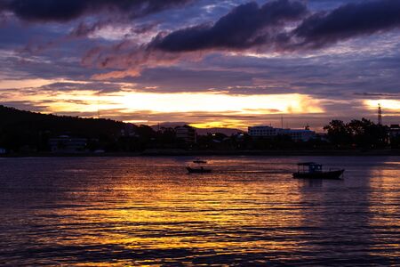 Dawn Of time the coast at thailand,Sriracha Chonburi Thailand の写真素材