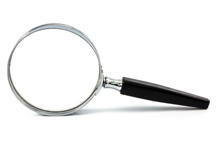 Magnifying glass isolated on whiteの写真素材